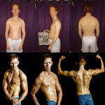 Before and after photo for 12 week transformation from Jan to April.