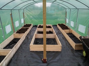 Poly tunnel raised beds